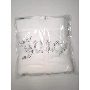 Y2K Classic Juicy Couture Sweatpants Size XS Snow White Velour Rhinestone Design